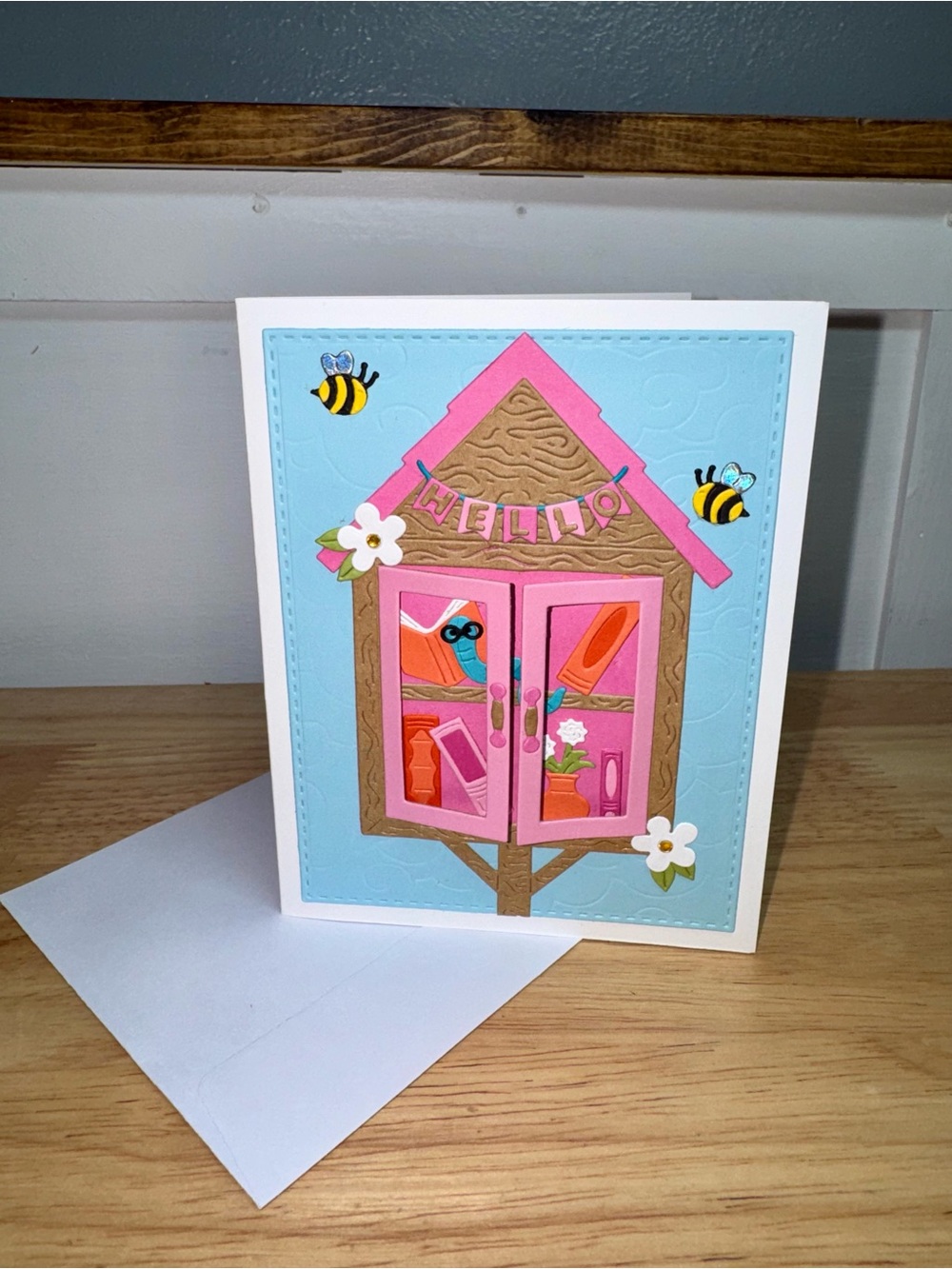 Little Library Floral Book Lover Reading Card– Handmade Greeting Card